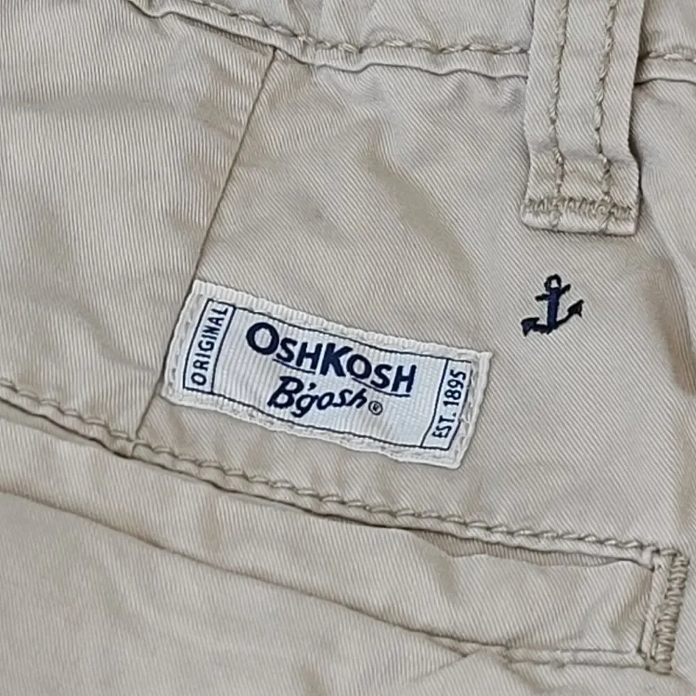 OshKosh B'gosh Boys Adjustable Waistband Embroidered Nautical Beige Shorts 12